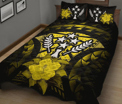 Kosrae Polynesian Quilt Bed Set Hibiscus Yellow