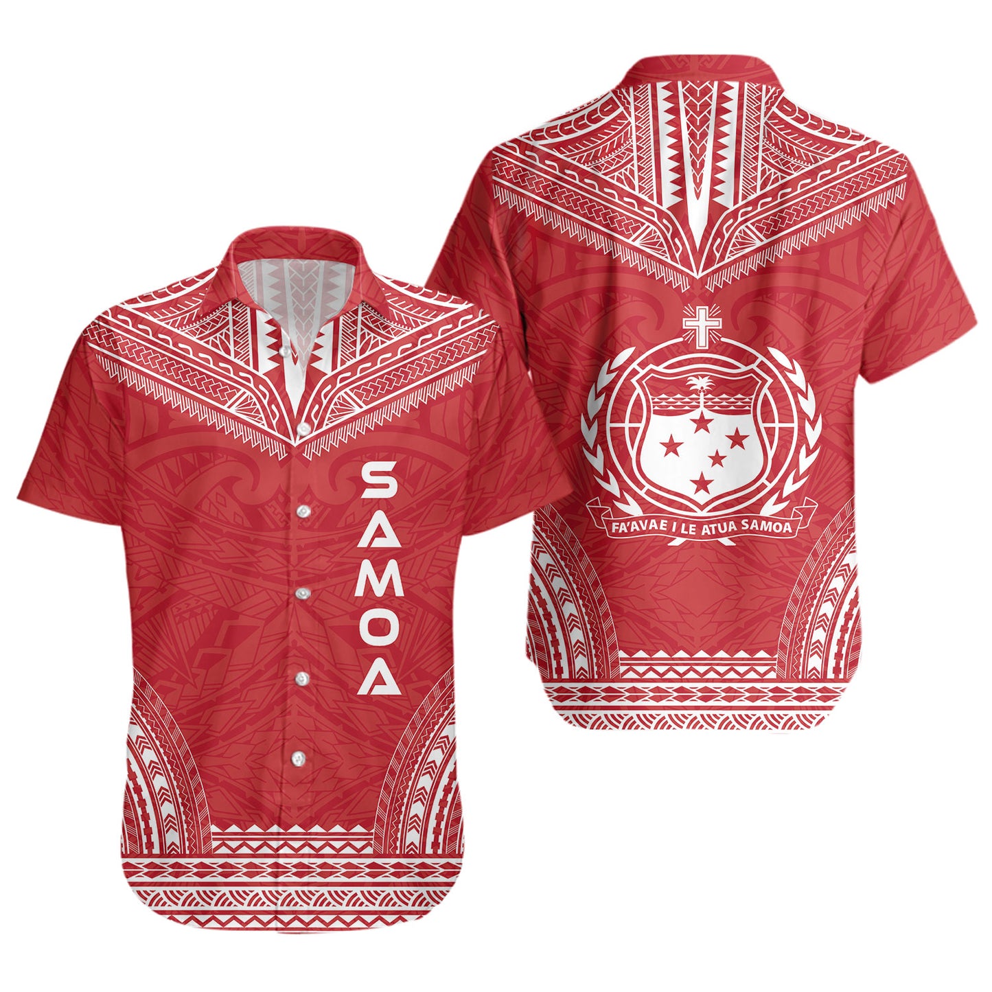 Samoa Polynesian Chief Short Sleeve Shirt - Flag Version