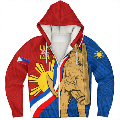 Philippines Filipinos Sherpa Hoodie Lapu-Lapu Hero With Polynesian Pattern