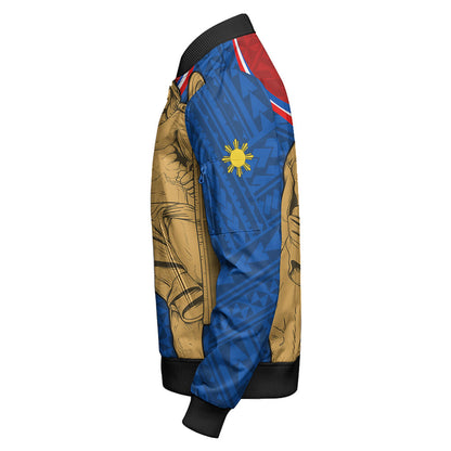 Philippines Filipinos Bomber Jacket Lapu-Lapu Hero With Polynesian Pattern