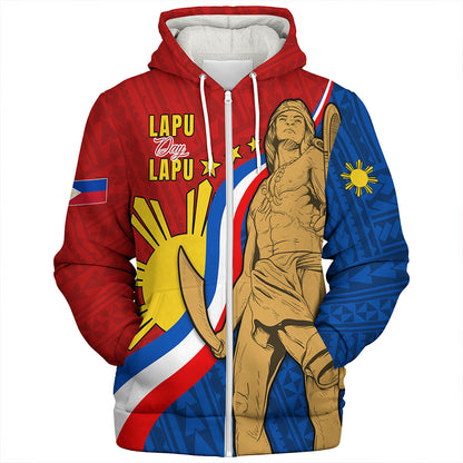 Philippines Filipinos Sherpa Hoodie Lapu-Lapu Hero With Polynesian Pattern