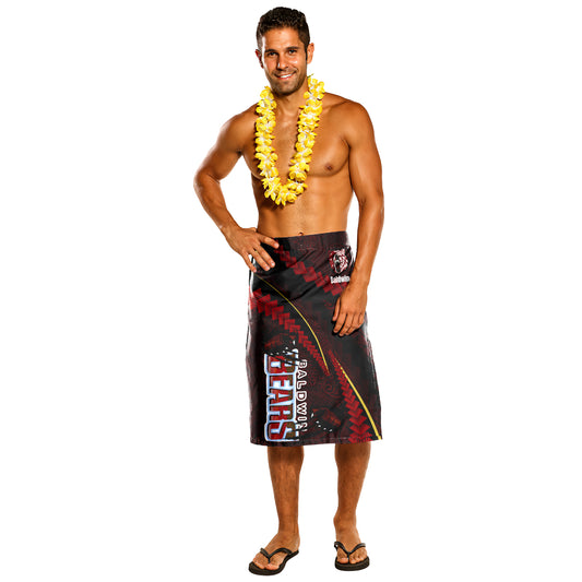 Hawaii Baldwin High School Lavalava - Baldwin Super Bears Polynesian Tribal Pattern Scratch Style