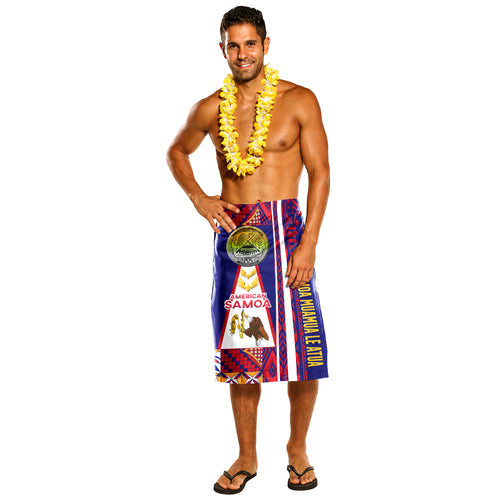 American Samoa Lavalava - Custom Samoa Muamua Le Atua With Seal And Mamanu Siapo Patterns