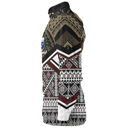 Samoa Long Sleeve Shirt - Samoa Masi Dobby Coat Of Arms Long Sleeve Shirt