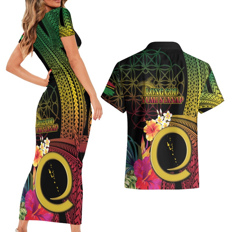Vanuatu Polynesian Combo Dress Bodycon And Shirt Drawing Melanesian Vibes