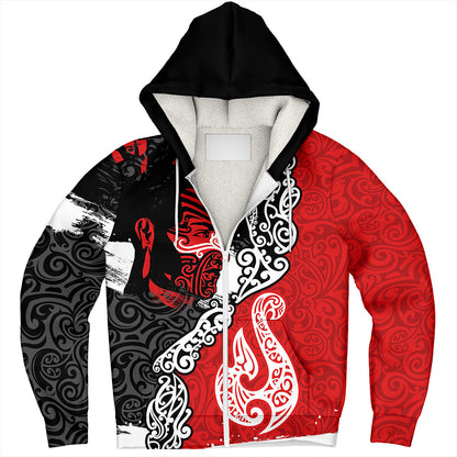 New Zealand Sherpa Hoodie Maori People Of New Zealand Grunge Pattern