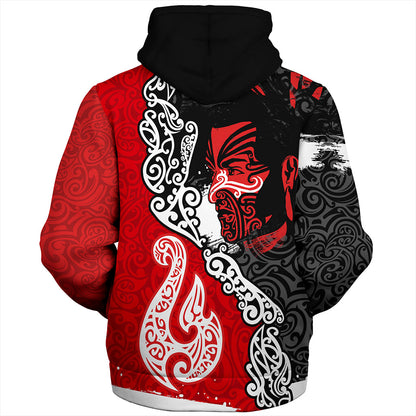 New Zealand Sherpa Hoodie Maori People Of New Zealand Grunge Pattern