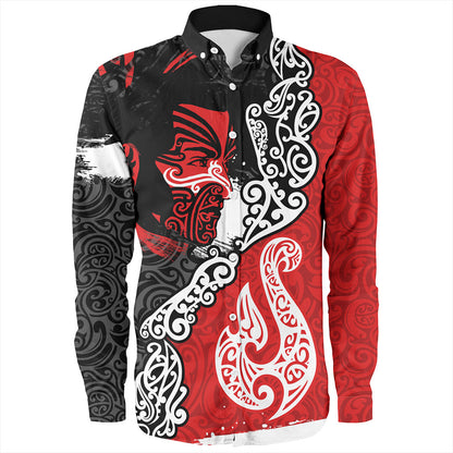 New Zealand Long Sleeve Shirt Maori People Of New Zealand Grunge Pattern