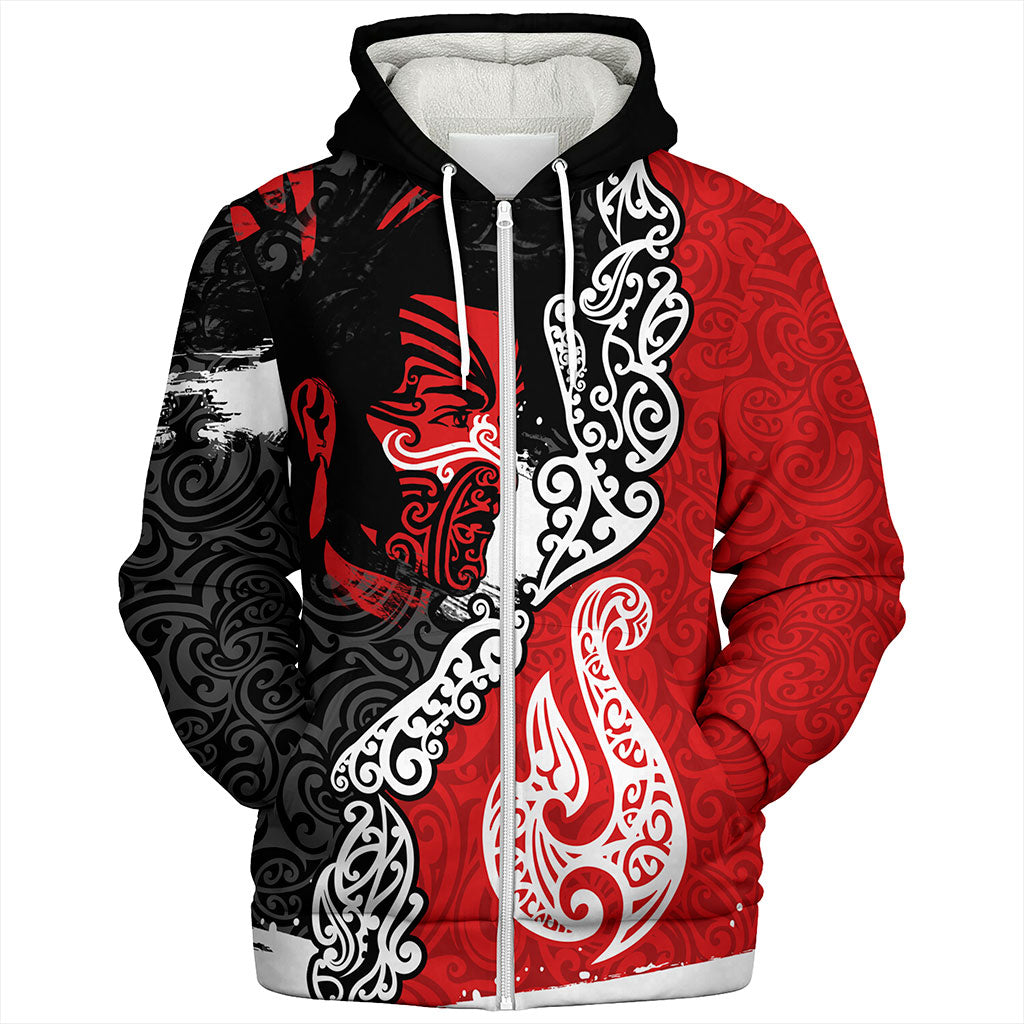 New Zealand Sherpa Hoodie Maori People Of New Zealand Grunge Pattern
