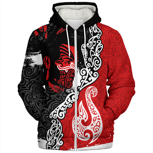 New Zealand Sherpa Hoodie Maori People Of New Zealand Grunge Pattern