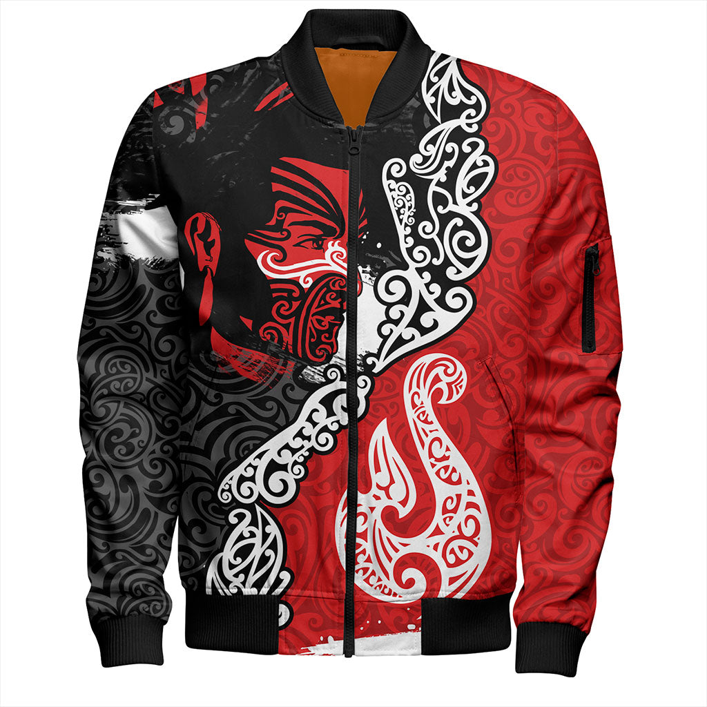 New Zealand Bomber Jacket Maori People Of New Zealand Grunge Pattern