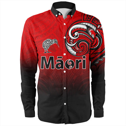 New Zealand Long Sleeve Shirt Maori Kiwi Bird Tribal Style