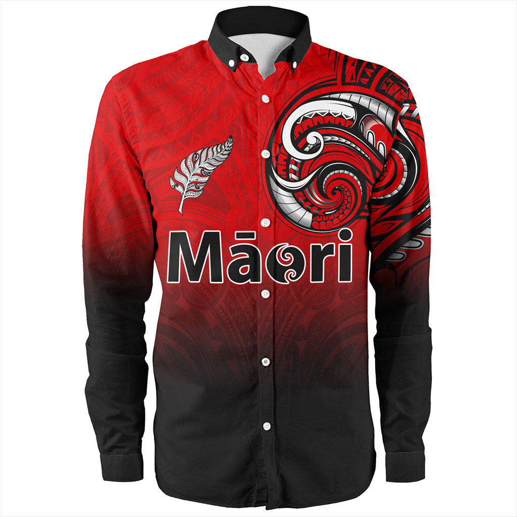 New Zealand Long Sleeve Shirt Maori Silver Fern Tribal Style