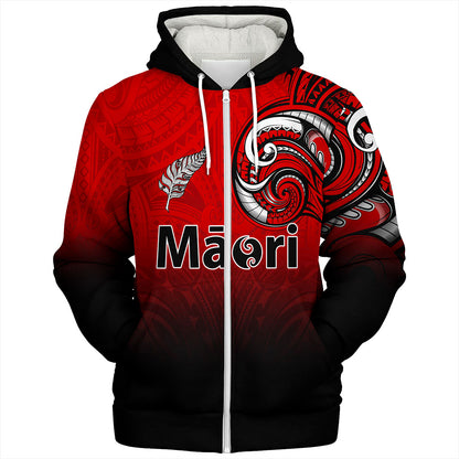 New Zealand Sherpa Hoodie Maori Silver Fern Tribal Style