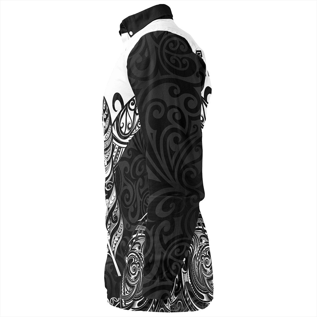 New Zealand Long Sleeve Shirt Maori Silver Fern Tattoo Tribal