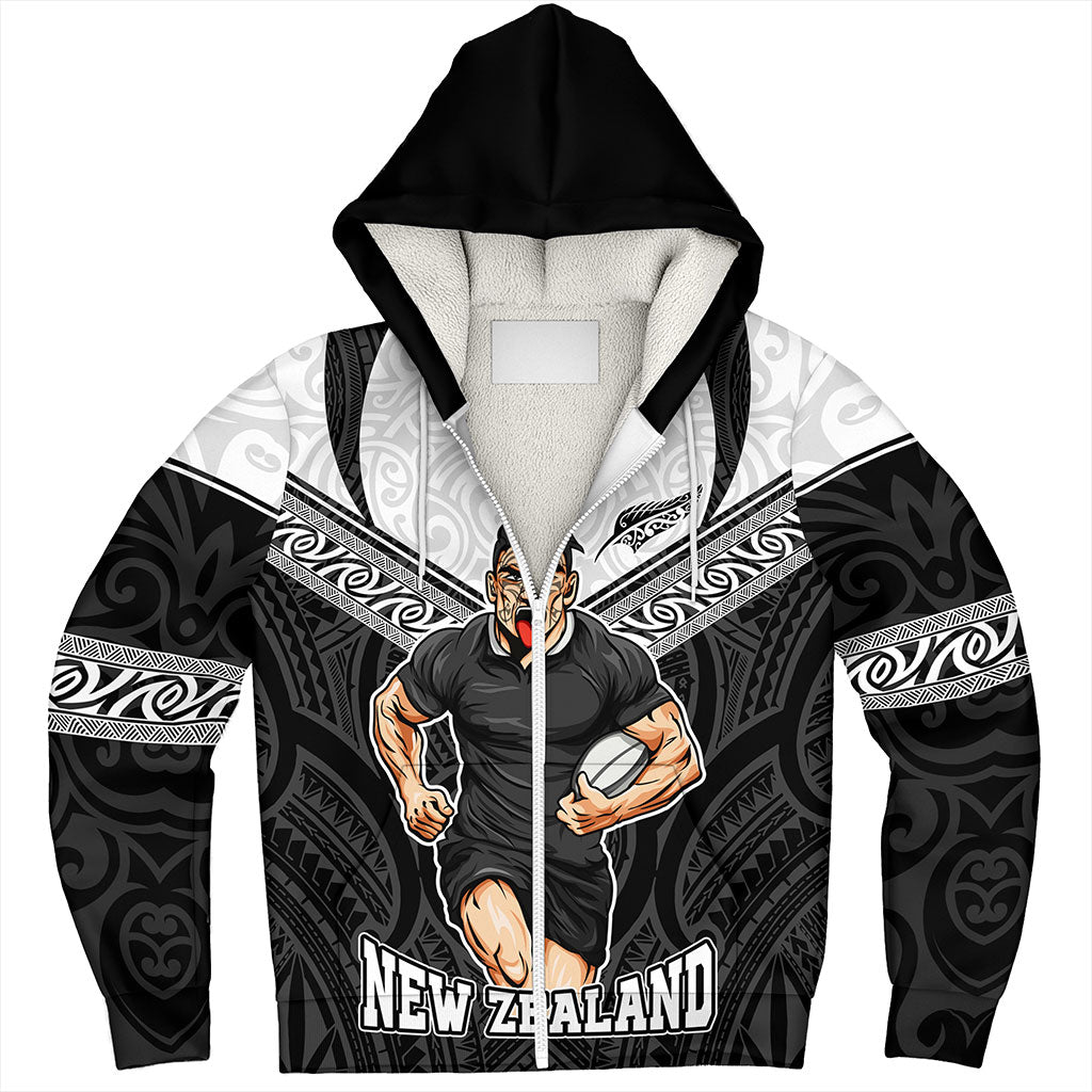 New Zealand Sherpa Hoodie Rugby Maori Tribal Sport Style