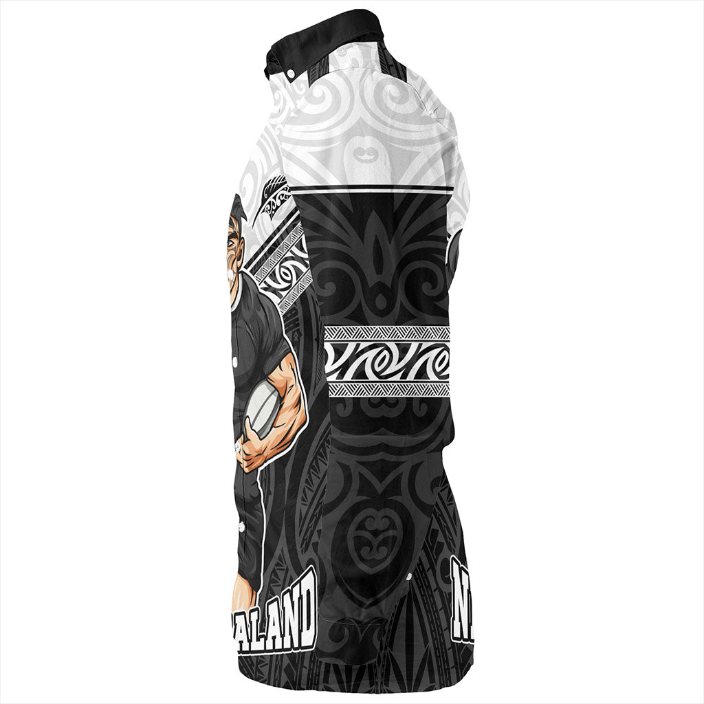 New Zealand Long Sleeve Shirt Rugby Maori Tribal Sport Style