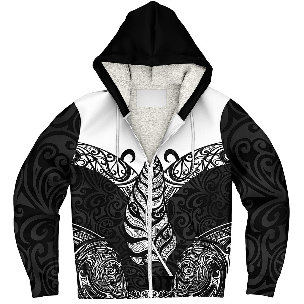 New Zealand Sherpa Hoodie Maori Silver Fern Tattoo Tribal