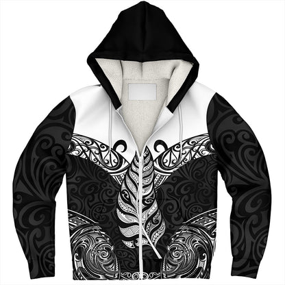 New Zealand Sherpa Hoodie Maori Silver Fern Tattoo Tribal