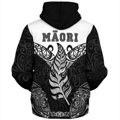 New Zealand Sherpa Hoodie Maori Silver Fern Tattoo Tribal