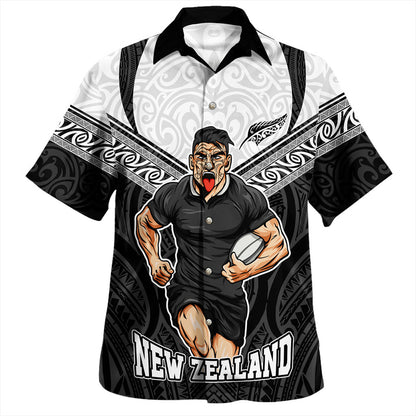 New Zealand Hawaiian Shirt Rugby Maori Tribal Sport Style