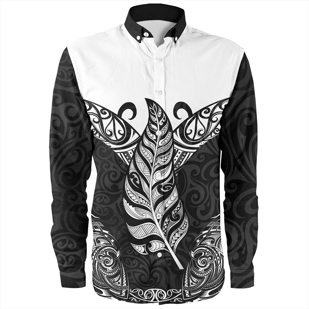 New Zealand Long Sleeve Shirt Maori Silver Fern Tattoo Tribal