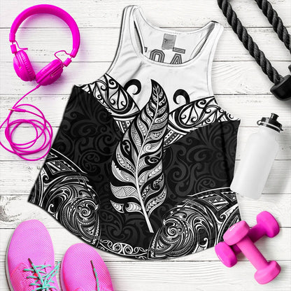 New Zealand Women Tank Maori Silver Fern Tattoo Tribal