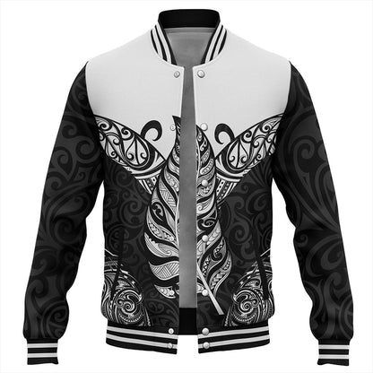 New Zealand Baseball Jacket Maori Silver Fern Tattoo Tribal