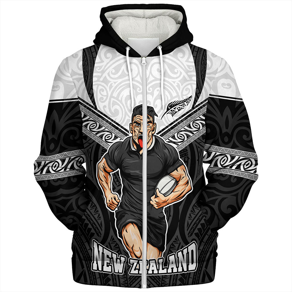 New Zealand Sherpa Hoodie Rugby Maori Tribal Sport Style