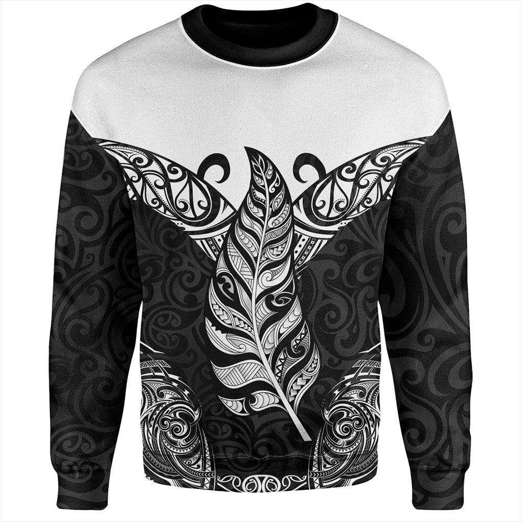 New Zealand Sweatshirt Maori Silver Fern Tattoo Tribal