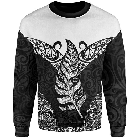 New Zealand Sweatshirt Maori Silver Fern Tattoo Tribal