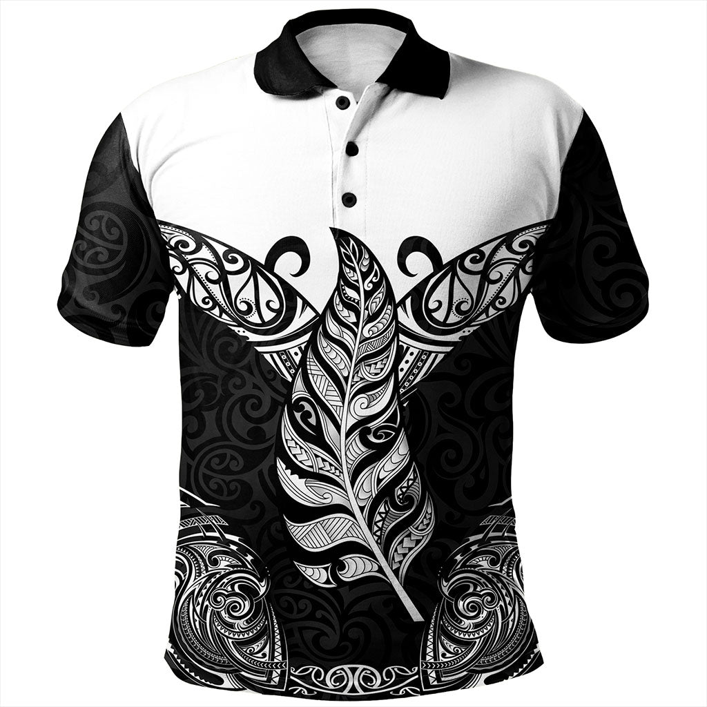 New Zealand Polo Shirt Maori Silver Fern Tattoo Tribal