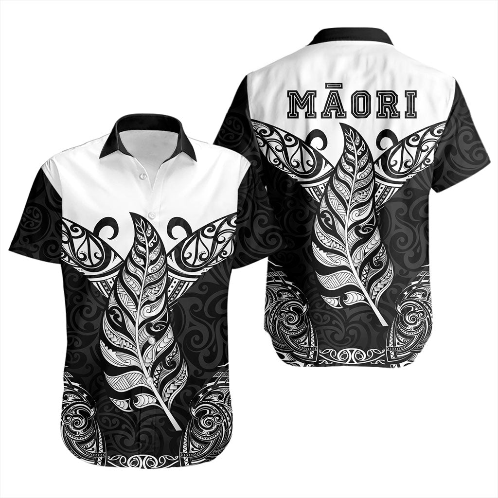 New Zealand Short Sleeve Shirt Maori Silver Fern Tattoo Tribal