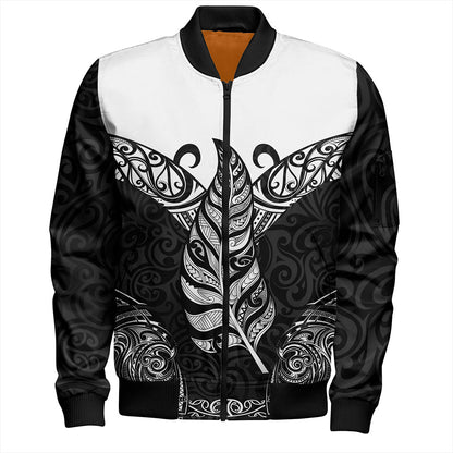 New Zealand Bomber Jacket Maori Silver Fern Tattoo Tribal