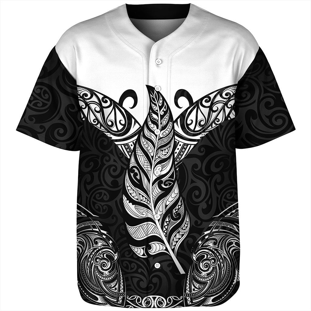 New Zealand Baseball Shirt Maori Silver Fern Tattoo Tribal
