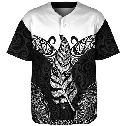New Zealand Baseball Shirt Maori Silver Fern Tattoo Tribal