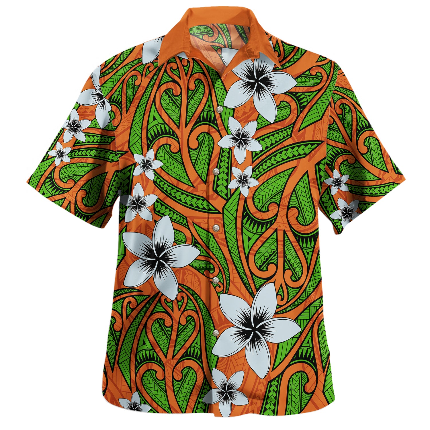 Polynesian Hawaiian Shirt Maori Pattern Plumeria