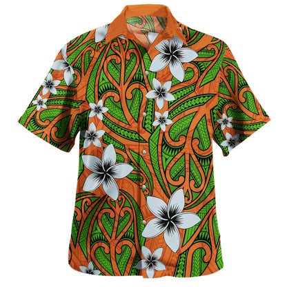 Polynesian Hawaiian Shirt Maori Pattern Plumeria