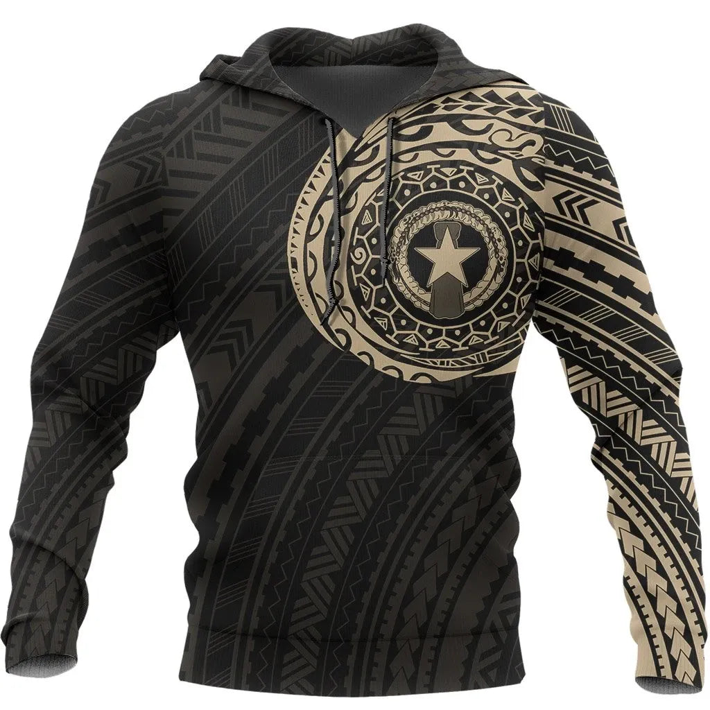 Northern Mariana Islands Micronesia Hoodie - Northern Mariana Islands Micronesia Flag Polynesian Tattoo Style