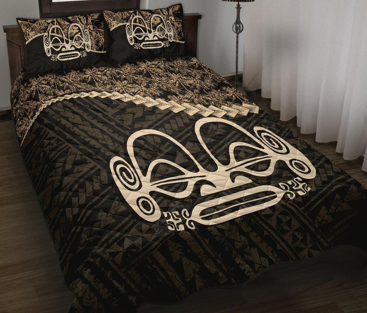Marquesas Islands Polynesian Quilt Bed Set Golden Coconut