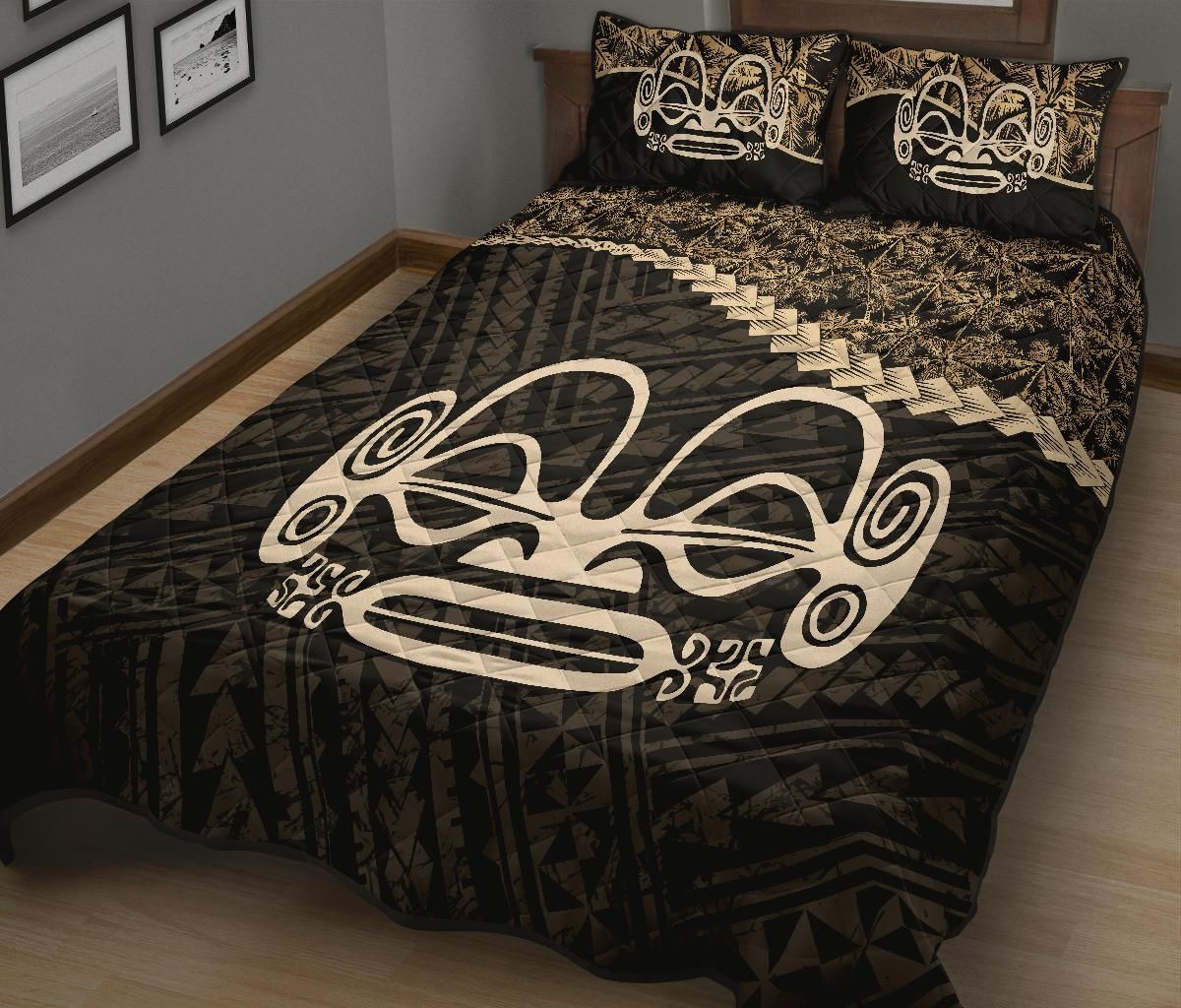 Marquesas Islands Polynesian Quilt Bed Set Golden Coconut