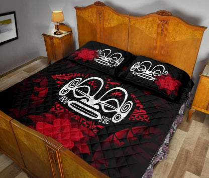Marquesas Islands Polynesian Quilt Bed Set Hibiscus Red