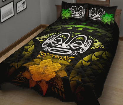 Marquesas Islands Polynesian Quilt Bed Set Hibiscus Reggae