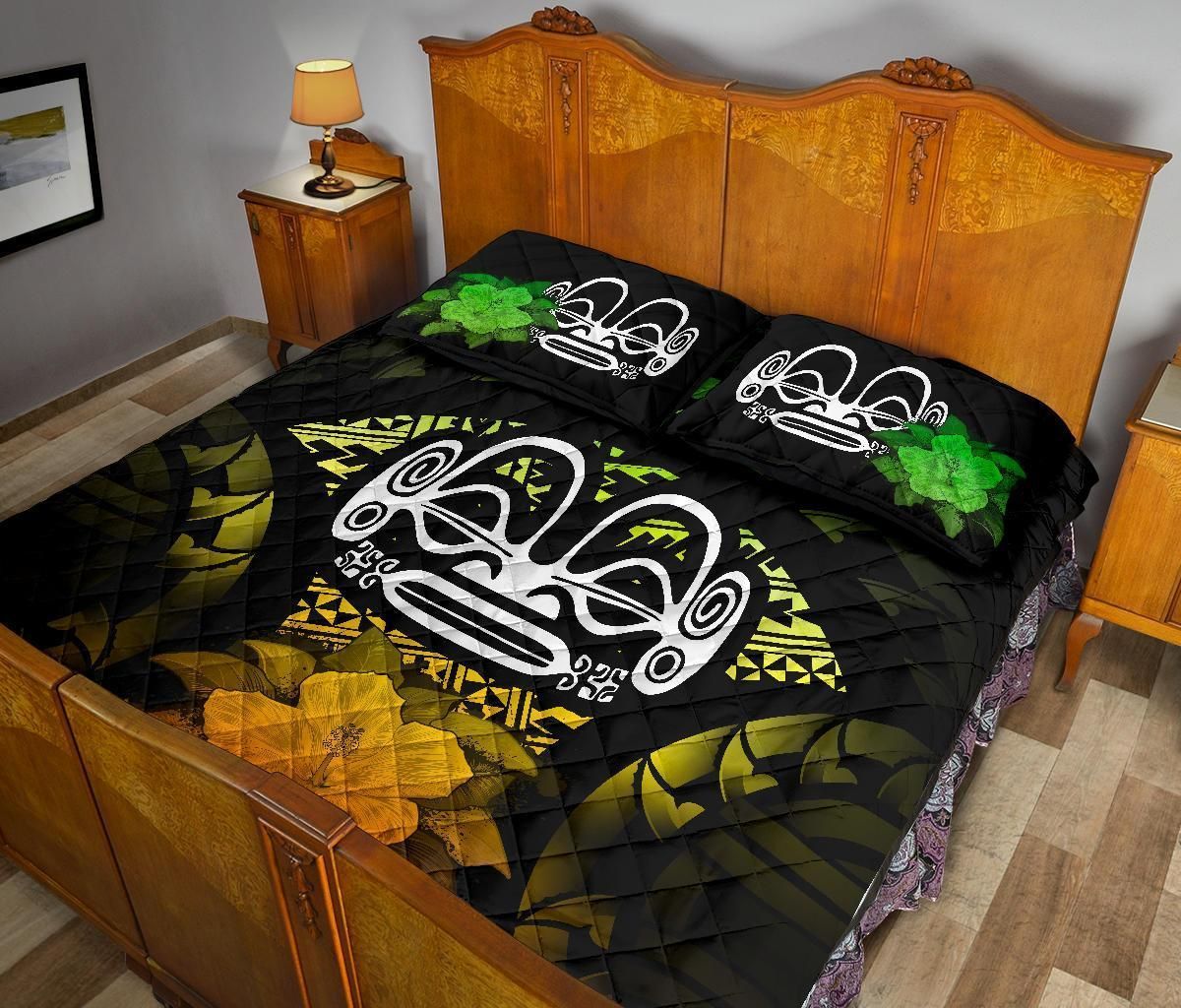 Marquesas Islands Polynesian Quilt Bed Set Hibiscus Reggae