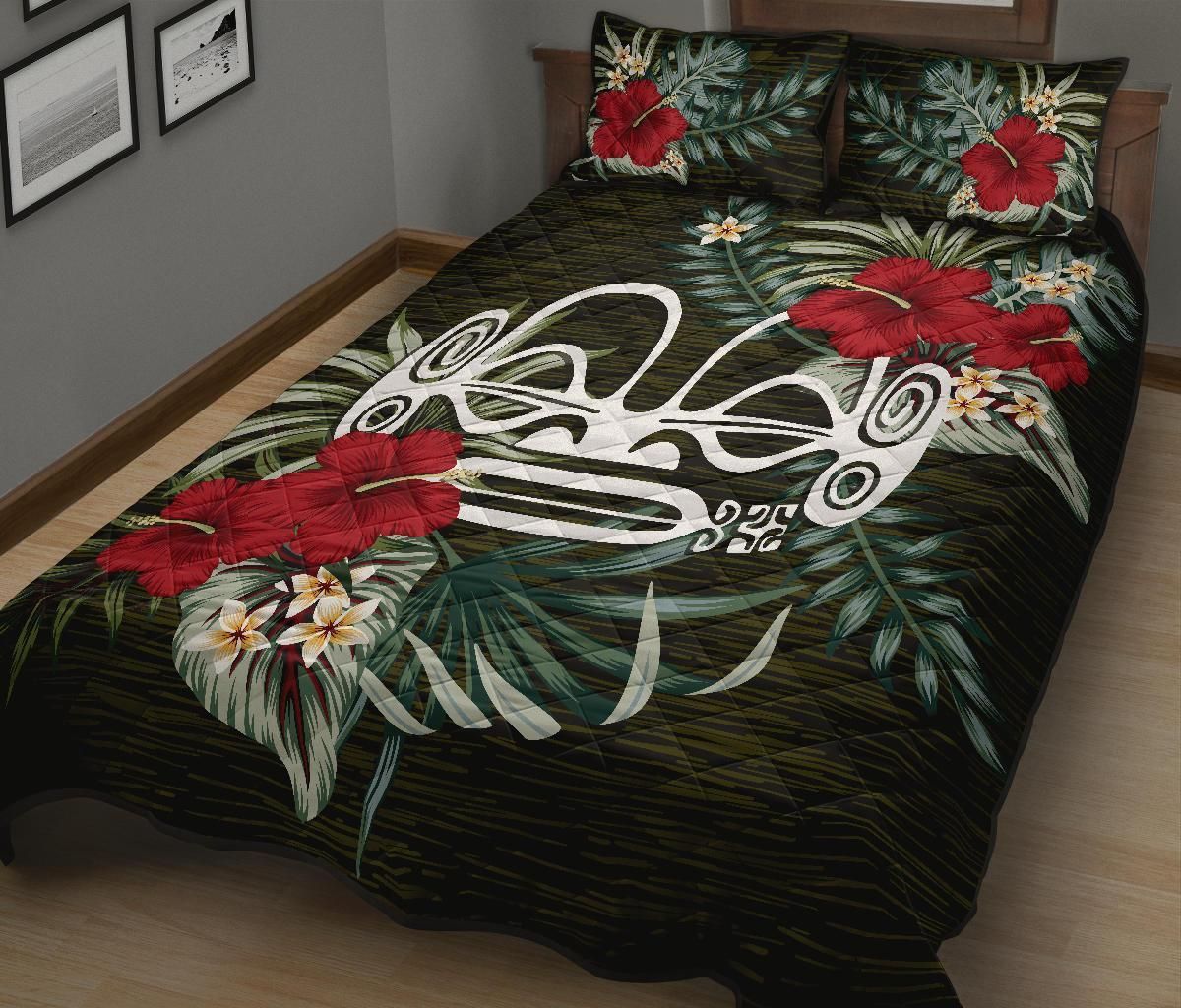 Marquesas Islands Polynesian Quilt Bed Set - Special Hibiscus