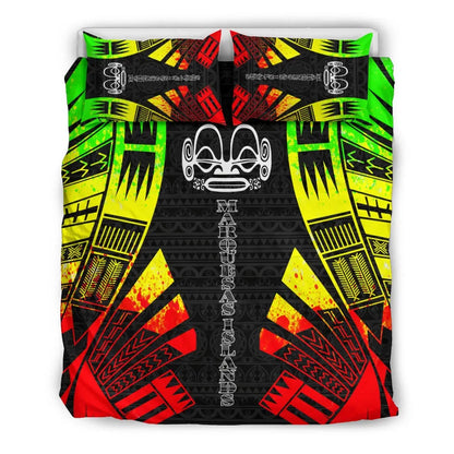 Marquesas Islands Duvet Cover Set - Polynesian Tattoo Reggae