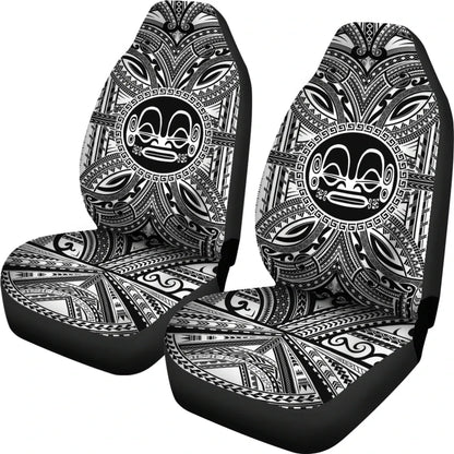 Marquesas Islands Car Seat Cover - Marquesas Islands Coat Of Arms Polynesian White Black