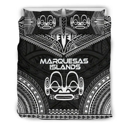 Marquesas Islands Polynesian Chief Duvet Cover Set - Black Version