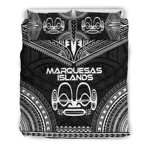 Marquesas Islands Polynesian Chief Duvet Cover Set - Black Version