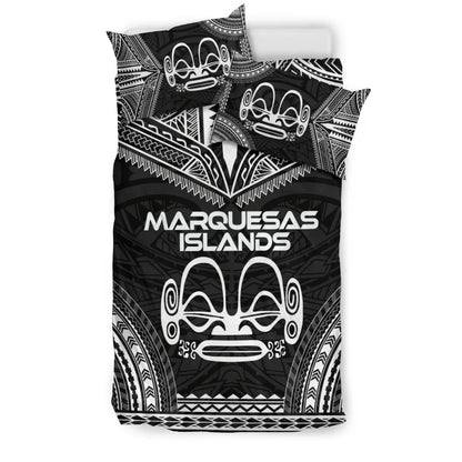 Marquesas Islands Polynesian Chief Duvet Cover Set - Black Version